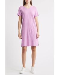 Eileen Fisher - V-Neck Organic Cotton T-Shirt Dress - Lyst