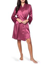 Petite Plume - Lace Trim Mulberry Silk Robe - Lyst
