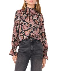 1.STATE - Paisley Print Open Back Mock Neck Top - Lyst