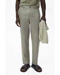 Mango - Slim Fit Flat Front Linen Pants - Lyst