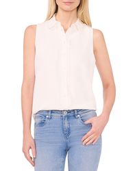 Cece - Scallop Detail Sleeveless Button-up Shirt - Lyst