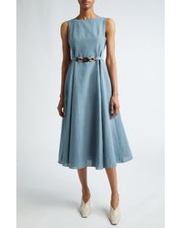 Max Mara - Amelie Belted Sleeveless Cotton & Linen A-line Dress - Lyst