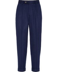 Brunello Cucinelli - Wide Chalk Stripe Trousers - Lyst