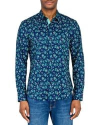 Con.struct - Slim Fit Lily Bouquet Recycled 4-Way Stretch Performance Long Sleeve Shirt - Lyst
