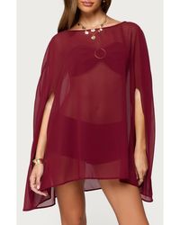 Edikted - Mckenzie Sheer Chiffon Poncho - Lyst