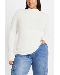 City Chic - Crinkle Mock Neck Sweater - Lyst