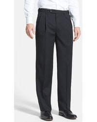 Berle - Self Sizer Waist Pleated Classic Fit Wool Gabardine Dress Pants - Lyst