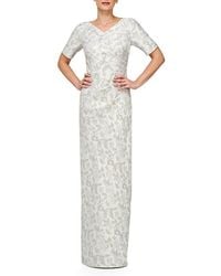 JS Collections - Valerie Metallic Floral Jacquard Column Gown - Lyst