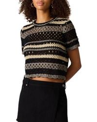 Steve Madden - Wila Striped Open Knit Crop Sweater - Lyst