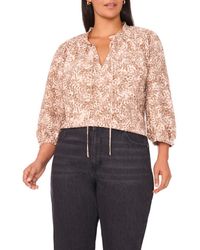 Vince Camuto - Split Neck Peasant Top - Lyst