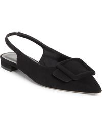 Manolo Blahnik - Maylura Buckle Pointed Toe Slingback Flat - Lyst