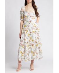 Chelsea28 - Floral Tiered Puff Sleeve Maxi Dress - Lyst