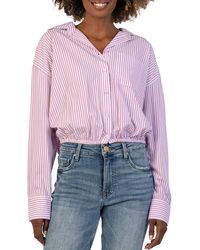 Kut From The Kloth - Presley Stripe Crop Button-up Shirt - Lyst
