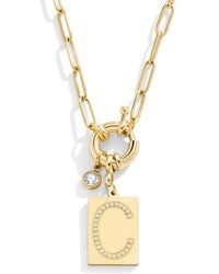 Mint & Lily - Pave Initial Pendant With Paperclip Chain Necklace - Lyst