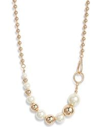 Nordstrom - Faux Pearl & Ball Chain Collar Necklace - Lyst