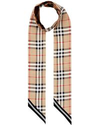 Burberry - Vintage Check Mulberry Silk Skinny Scarf - Lyst