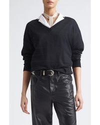 Eleventy - Metallic Stripe Wool V-Neck Sweater - Lyst