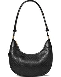 Tory Burch - T-Monogram Embossed Crescent Shoulder Bag - Lyst