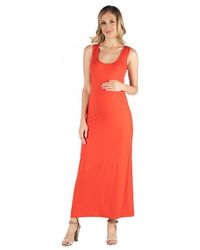 24seven Comfort Apparel - Maternity Scoop Neck Maxi Dress With Racerback Detail - Lyst