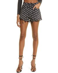 Alexander Wang - Bite Logo High Waist Destroyed Hem Cotton Denim Shorts - Lyst