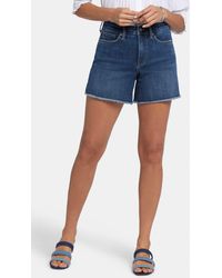NYDJ - Frayed High Waist Mid Length A-line Denim Shorts - Lyst