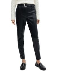 Mango - Belted Faux Leather Pants - Lyst