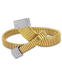 Julianna B - Cubic Zirconia Omega Folded Bangle Two-Tone - Lyst