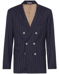 Brunello Cucinelli - Wide Chalk Stripe Blazer - Lyst
