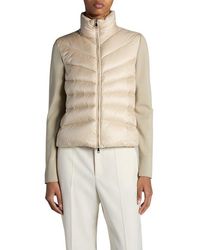 Moncler - Quilted Down & Wool Knit Cardigan - Lyst
