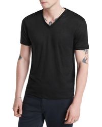 John Varvatos - Astor Regular Fit Slub V-neck T-shirt - Lyst