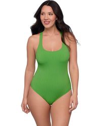 S3 - Ribbed Scoopneck Crossback One Piece Swimsuit - Lyst