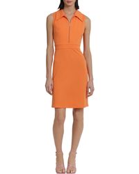 DONNA MORGAN FOR MAGGY - Zip Front Sleeveless Dress - Lyst