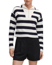 Mango - Stripe Half Zip Sweater - Lyst