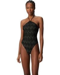 Missoni - Zig Zag Lamé Viscose One-Piece Swimsuit With Halter Neck - Lyst