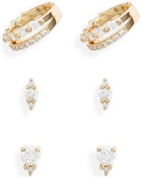Nordstrom - Set Of 3 Cubic Zirconia Ear Cuffs & Stud Earrings - Lyst