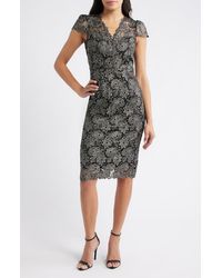 Eliza J Mock Neck Lace Sheath Dress in Black | Lyst Eliza J Mock Neck Lace Sheath Dress in Black | Lyst