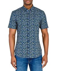 Con.struct - Slim Fit Mini Floral Recycled 4-Way Stretch Performance Short Sleeve Shirt - Lyst