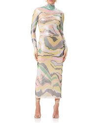 AFRM - Shailene Foil Long Sleeve Dress - Lyst