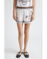 Bode - Beaded Cockatoo Cotton & Silk Poplin Tap Shorts - Lyst