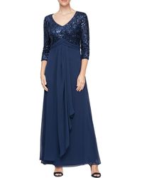 COMRAD - Sequin Three-Quarter Sleeve Evening Gown - Lyst