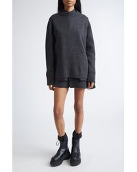 Sacai - Mixed Media Long Sleeve Wool Suiting & Knit Sweater Dress - Lyst