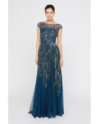 THEIA - Ava Beaded Cap Sleeve Bateau Neck Sequin Gown - Lyst