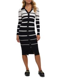 River Island - Long Sleeve Rib Midi Sweater Dress - Lyst