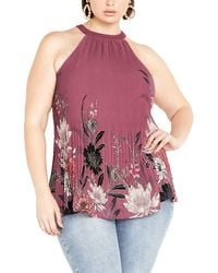 City Chic - Tiffany Floral Print Sleeveless Top - Lyst