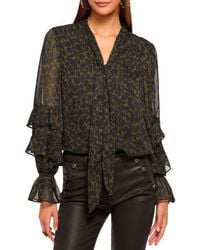 Ramy Brook - Bonnie Metallic Stripe Leaf Print Top - Lyst