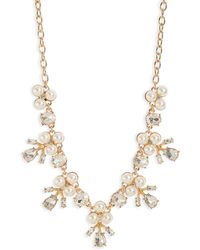 Nordstrom - Imitation Pearl & Crystal Cluster Necklace - Lyst