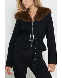 TT Studios - Carm Denim Faux Fur Jacket - Lyst