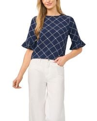 Cece - Print Ruffle Cuff Top - Lyst