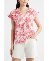 Caslon - Ruffle Cotton Gauze Top - Lyst