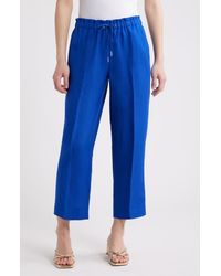 Anne Klein - Linen Blend Crop Wide Leg Drawstring Pants - Lyst